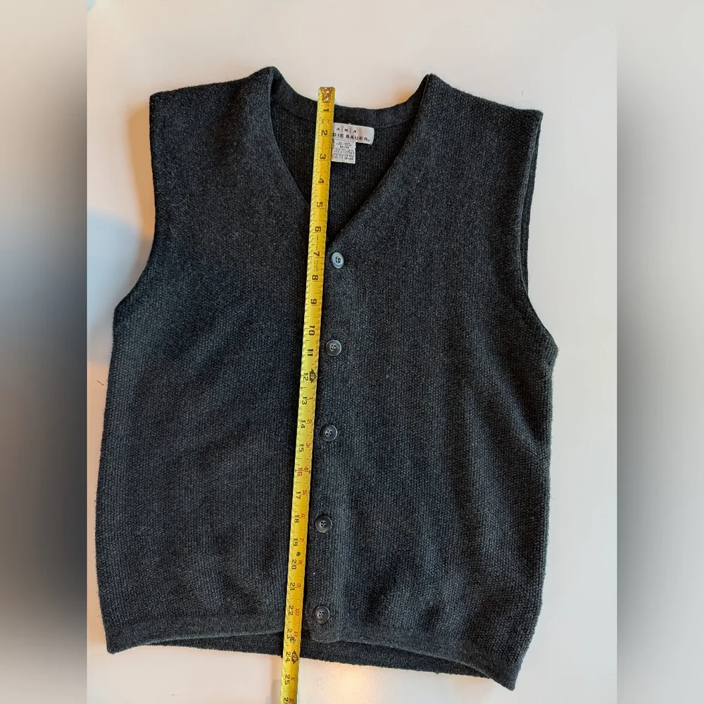 Vintage AKA Eddie Bauer Wool Sweater Vest Made In Australia Charcoal Grey